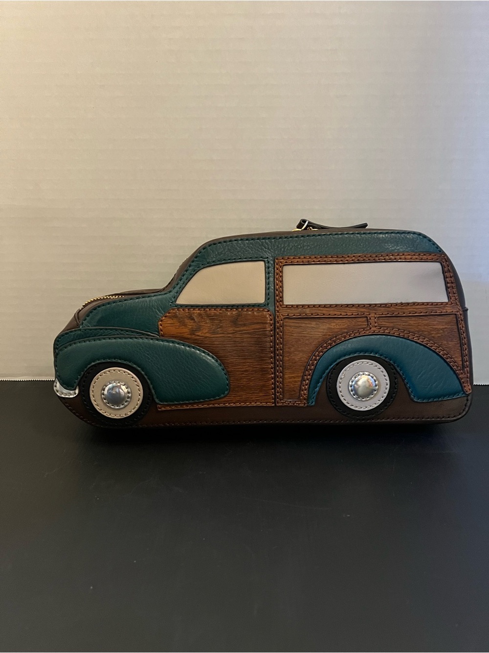 Women’s Kate Spade Collectors Car-Shaped Leather Clutch - Teal Brown Cream - Picture 11 of 11